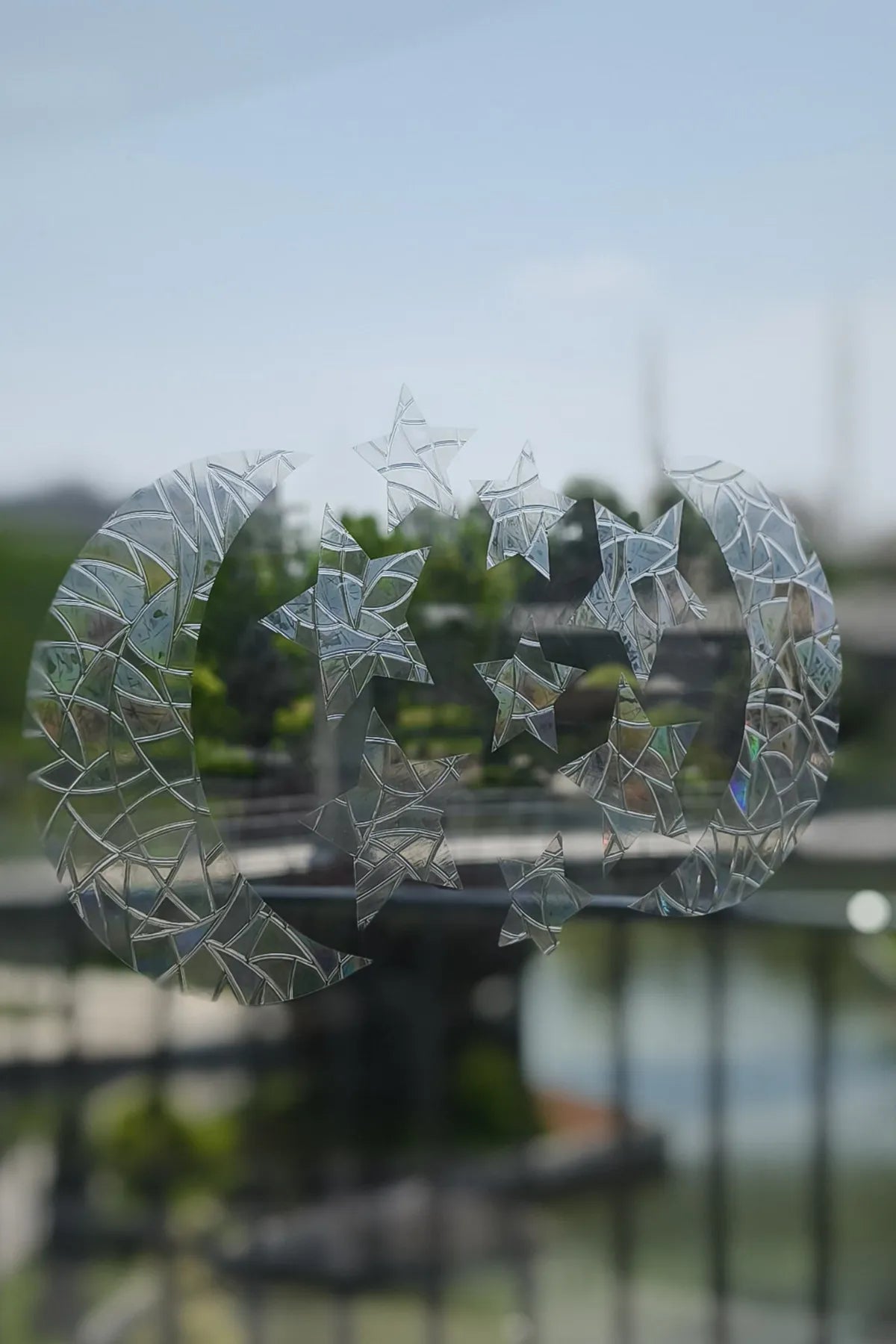 Gökkuşağı Efektli Cam Sticker – (10'lu) Ay Yıldız Sticker
