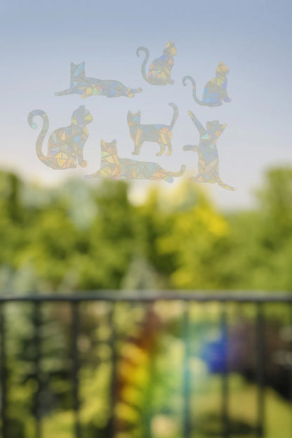 Gökkuşağı Efektli Cam Sticker – (7'li) Kedi Sticker