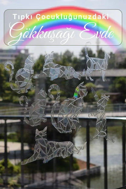 Gökkuşağı Efektli Cam Sticker – (9'lu) Yuvarlak Sticker